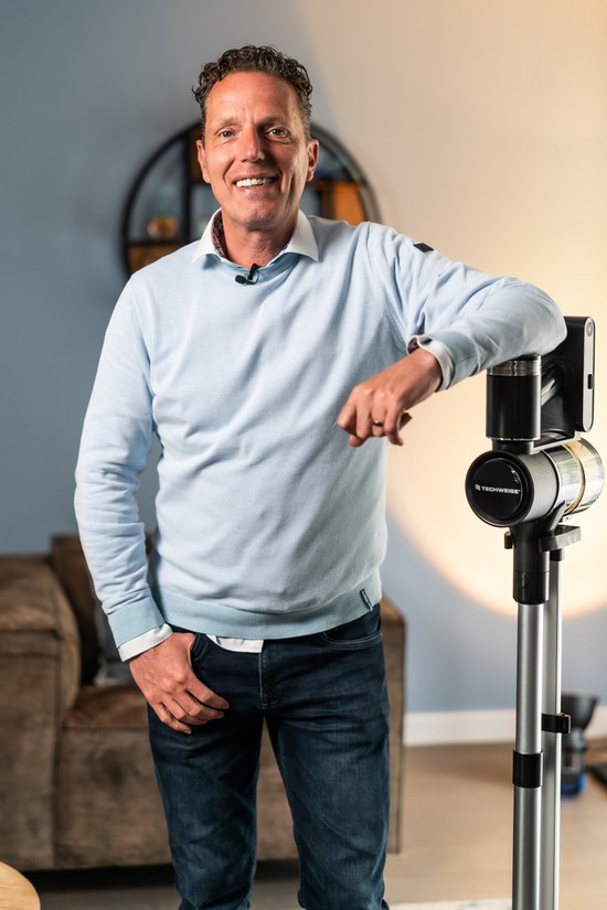 Techweise TV1 Aspirateur à manche sans fil - Autonomie 90 minutes - Extrêmement puissant - Avec 3 accessoires - Dépoussiéreur - Aspirateur sans sac