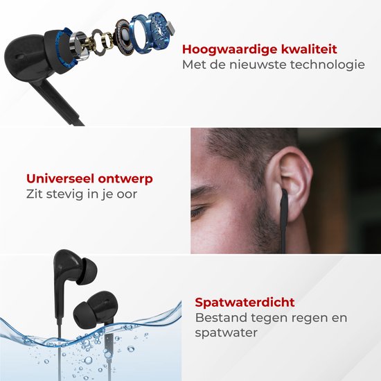 Nuvance - Ecouteurs avec fil - Connexion jack 3,5 mm - Ecouteurs avec fil - Ecouteurs intra-auriculaires avec fil et microphone - Noir
