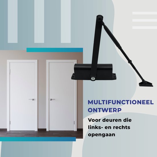 Gtrise Ferme-porte réglable - T/M 100KG - Grand - Kit de montage inclus - Hydraulique - Haute qualité - Pour l'intérieur et l'extérieur - Nombreuses fonctions - Ferme-porte - Ressort de porte