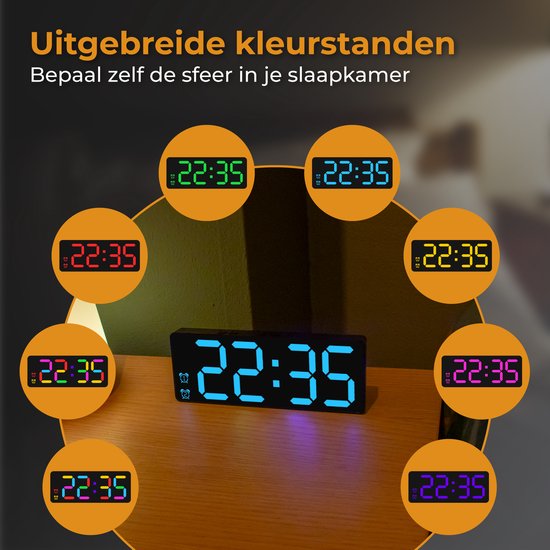 Nuvance Réveil numérique - Réveil numérique - Réveil pour enfants et adultes - Réveil de voyage - Chambre à coucher - Réveil Led numérique - Noir RGB