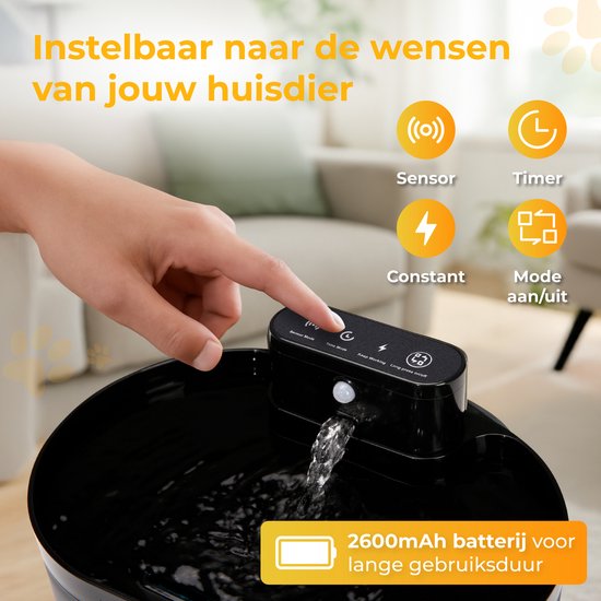 Nuvance Drinking Fountain Cat - Fontaine à eau 2.2L - avec capteur - filtre inclus - fontaine à chat silencieuse et automatique - sans fil