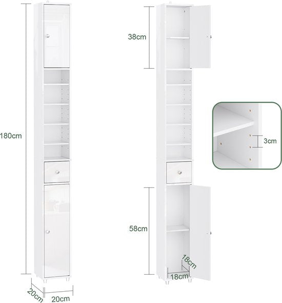 SoBuy BZR167-GW Meuble de salle de bain haut - Blanc perle Bois composite avec tiroir