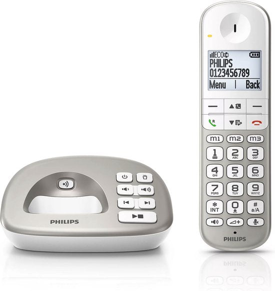 Téléphone résidentiel Philips XL4951S/38 - Ligne fixe - 1 combiné - sans fil - avec répondeur - Extras pratiques pour les personnes âgées - Blanc