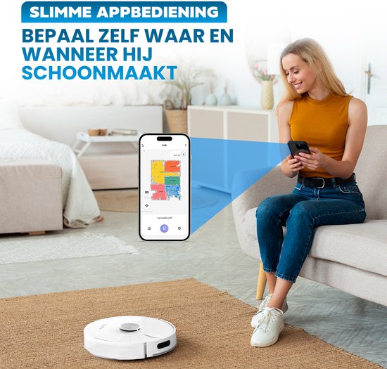 Redkey R10 Robot aspirateur avec fonction de nettoyage - Robot aspirateur avec station de charge - Robot aspirateur se vide automatiquement - Robot aspirateur - Robot nettoyeur - Robot nettoyeur - Blanc