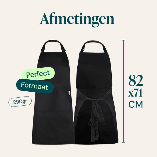 Tablier de cuisine Castagnola - Résistant à l'eau et à la saleté - Tablier de cuisine professionnel - Tablier pour femmes et hommes - Tablier de traiteur - Unisexe - Boucle réglable - Compartiments extra-larges - Noir