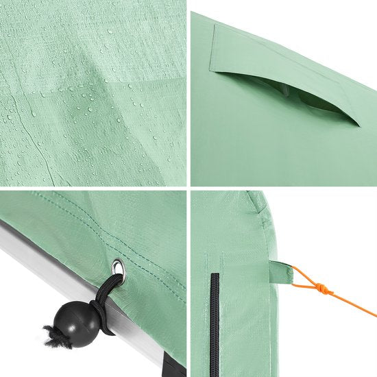 SoBuy KLS11-GR Abri de jardin, abri de jardin extérieur, étanche, abri moteur avec crochets, garage pour vélo et outils, abri vélo, rangement et stockage, vert, 120 x 176 x 163 cm