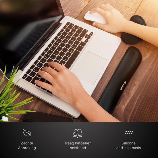 Bintoi® P100 - Support ergonomique pour poignet clavier et souris - Noir