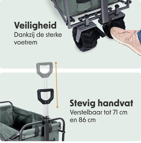 LifeGoods Wagon - Pliable - Capacité de charge 80KG - 94L - Polyester lavable - Vert