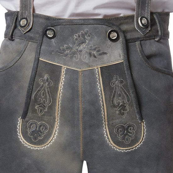 dressforfun - Authentique Lederhosen courte Joshua - Avec ceinture et bretelles - Cuir véritable - Couleur sable - 50 - Oktoberfest Dress Man - Costume d'homme - Dress Up - Costume allemand - Robe de carnaval - Gilet de costume - Pantalon traditionnel en