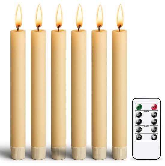 Bougies LED avec flamme mobile - 6 bougies - télécommande incluse - Fausses bougies rechargeables avec flamme vacillante - 300+ heures de combustion - Luft