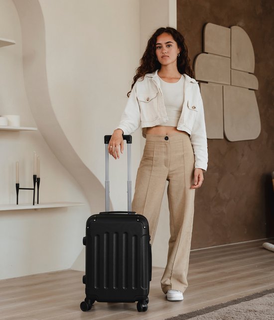 Valise cabine - Pathsail - 40 L - ABS - Légère avec trolley - cadenas TSA - roues Spinner et poche avant - Noir