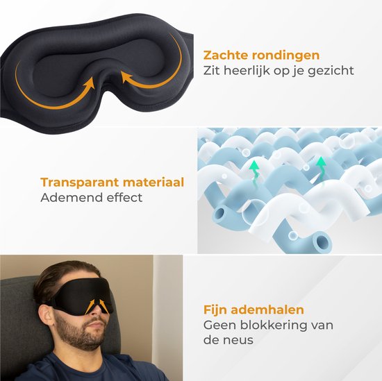 Nuvance - Masque de sommeil ajustable - 100% occultant - mousse à mémoire de forme respirante - pour hommes, femmes et enfants - Masque de sommeil pour les yeux