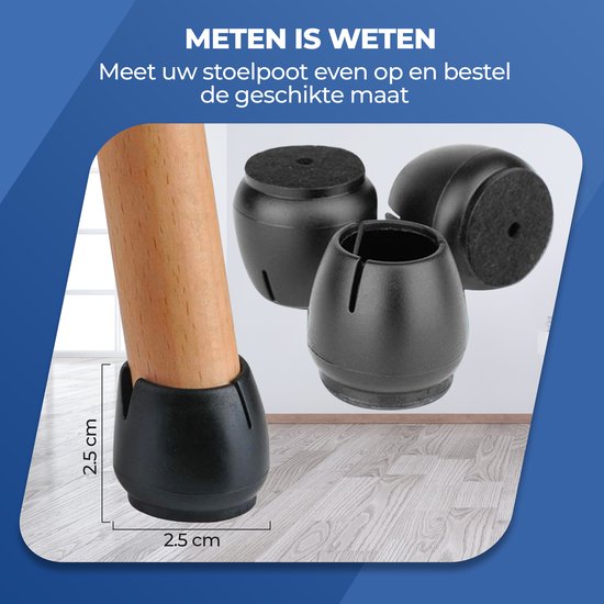 Roegaarden Protecteurs de pieds de chaise - Capuchons de pieds de chaise - 12-16mm - 24 pièces - Noir