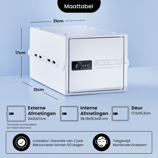 Lockabox One™ Boîte de rangement avec serrure à chiffres - Armoire à pharmacie verrouillable - Coffre-fort en polycarbonate - Résistant au réfrigérateur et au congélateur - 10,5 litres - 31 x 21 x 17 cm.