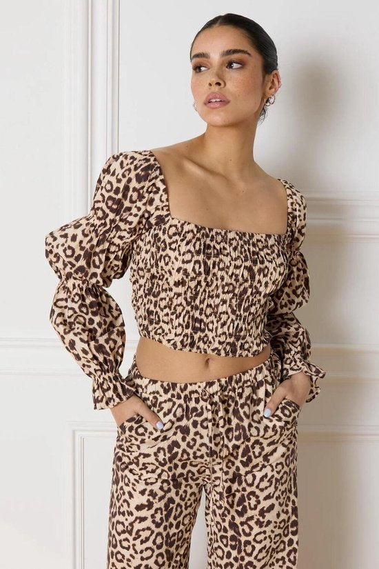 Sophisticated Department Blouse Lori Off Shoulder Top R2405945534 850 Leopard Taille de la femme - XS