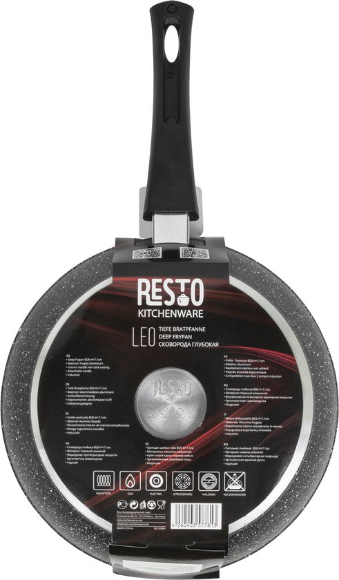 Resto Leo Casserole - Ø26 cm - Aluminium forgé - Revêtement antiadhésif Pfluon 4 couches - Plaque à induction - Convient au four jusqu'à 200°C (sans poignée)