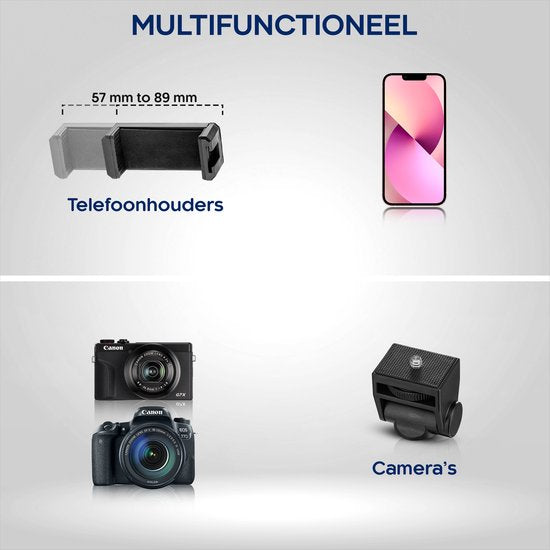 Studio ME Phone Tripod - 170 cm - Tripod Smartphone - Black - Camera Tripod - Phone Holder - Incl. Bluetooth Remote Control - Tripod Iphone - Tripod Phone