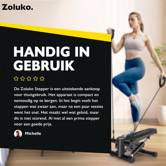 Zoluko Stepper with Display - Includes Resistance Bands, Anti-slip mat and E-Book - Stepper Fitness - Fitness Step - Mini Stepper - Step Fitness - Aerobic Step - Step - Stepper Fitness Device - Exercise Bike - Black