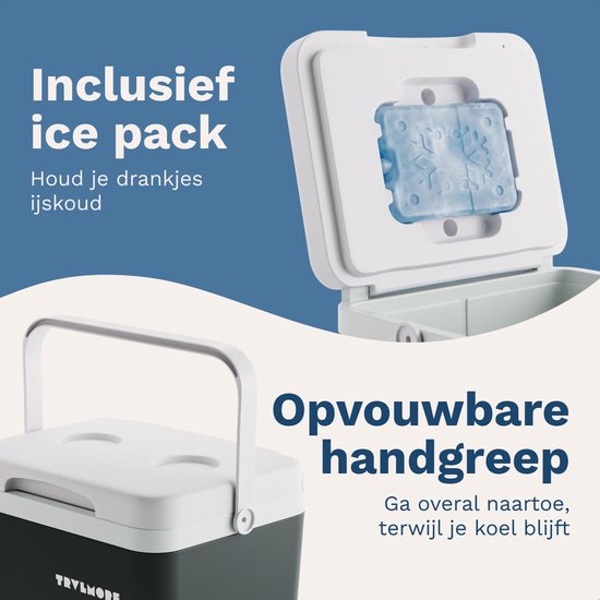 TRVLMORE Cool Box 14L - 47 heures de réfrigération - Frigobox - Elément réfrigérant inclus - Cool Box Small - Anthracite