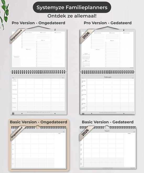 Systemyze Family Planner Basic 2025 - Agenda - Semainier - Agenda familial - Non daté - Gris