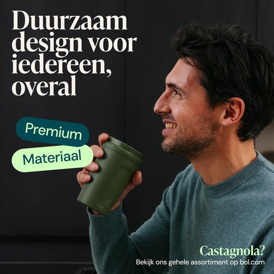 Mug thermos Castagnola - Tasse à café To Go - Mug de voyage pour le café et le thé - Mug à thé - 380 ML - acier inoxydable - Vert