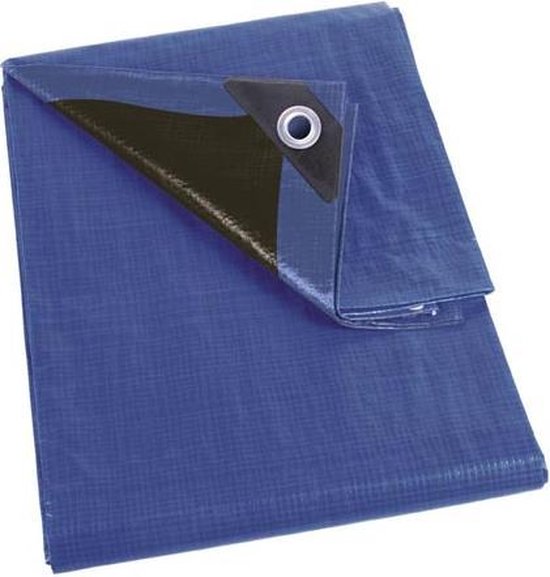 Perel Tarpaulin, ultra-strong, 26 anneaux, coins renforcés, rectangulaire, bleu/noir, 180 g/m², 5 x 8 m