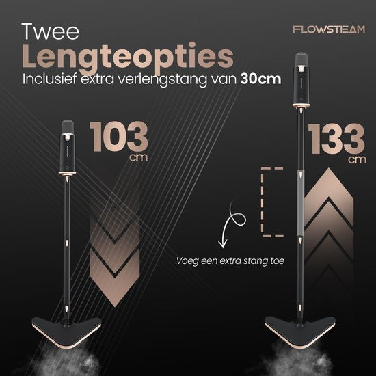 FLOWSTEAM® Deluxe Steam Cleaner - 13 accessoires - vapeur à 120° - nettoyeur de tapis - nettoyeur de taches - sèche-mains - cordon de 5 m - 2 lingettes microfibres incluses