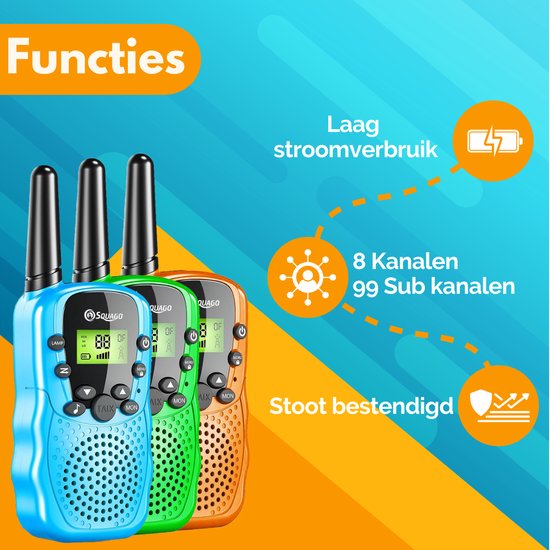 Squago Talkie Walkie 3 pièces - Pour enfants et adultes - WalkieTalkie