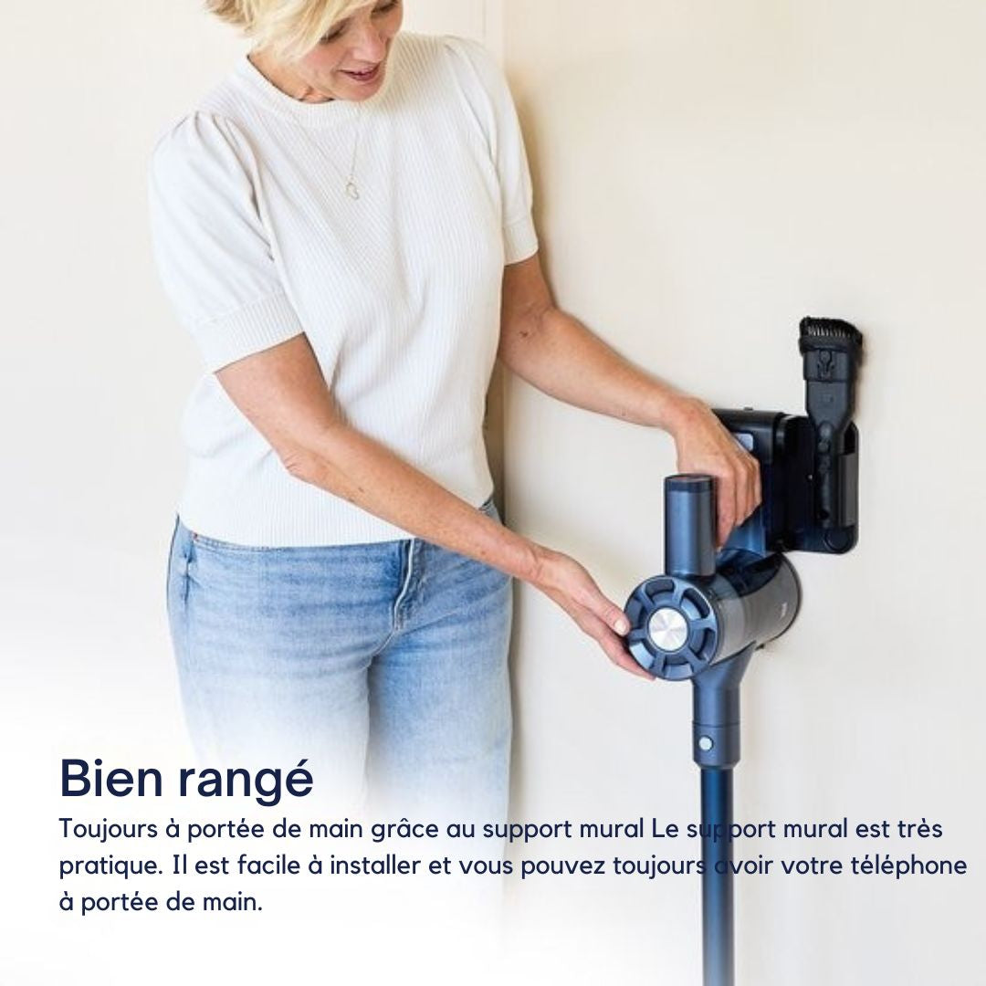 Aspirateur bâton sans fil - Samako - CleanDetect Lite 250W - 2 accessoires - Pas de sac sur la batterie - bleu foncé