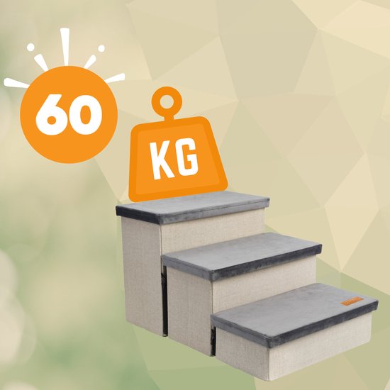 Escalier pour chien Escalier robuste pour chien avec rangement - Escalier pour chien - marche pour canapé ou lit - Jusqu'à 60 kg - Anthracite - Universel