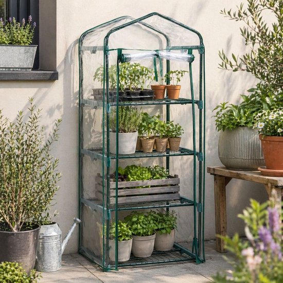Ceruzo Serre 4 étages - 160 cm - Serre en polyéthylène - Serre de balcon