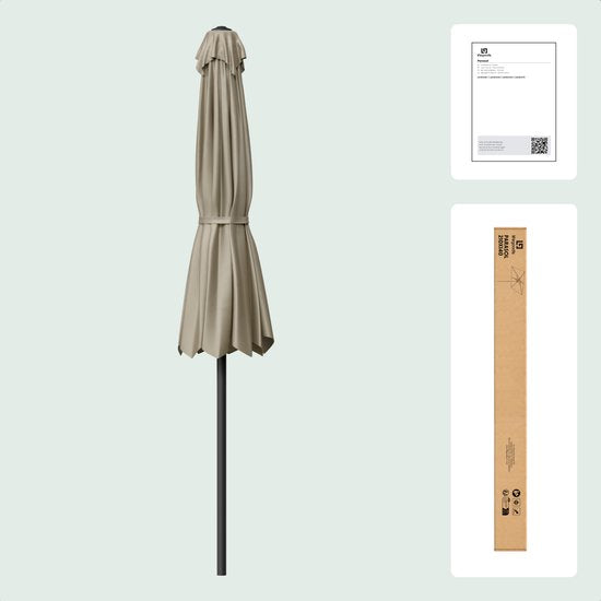 LifeGoods Parasol - Jardin - 210x140cm - 30° inclinable - Imperméable - UPF50+ - Taupe