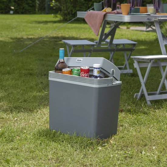 Tristar Coolbox KB-7424 - Glacière 22 litres - Légère avec poignée - Système de refroidissement thermoélectrique - Avec prise 12V pour le voyage et la voiture - Transformable en prise 230V - Gris