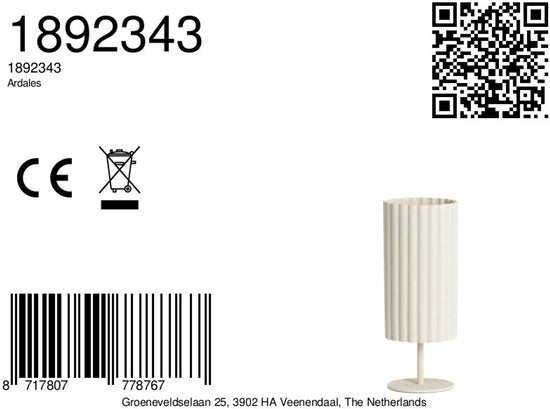 Light & Living - lampe à poser - Ardales - beige - textile - lampe à poser - E27 - 1892343