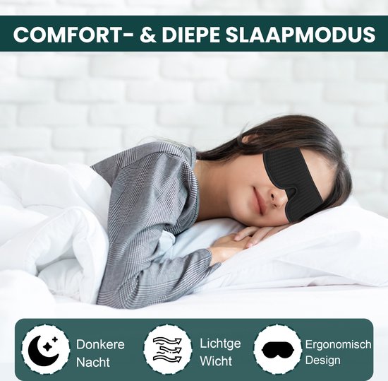 Novalance - Masque de sommeil de luxe - 3D Ergonomique - 100% obscurcissant - Mousse à mémoire de forme - Masque de sommeil - Masque pour les yeux