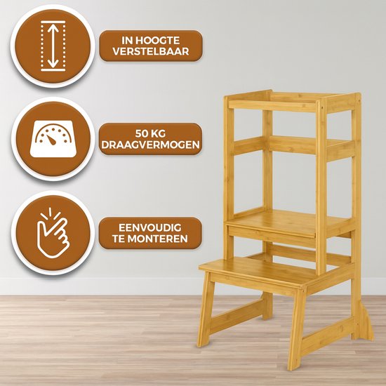 Oemmie Learning Tower - Tour d'apprentissage - Tour d'apprentissage Montessori - Tour d'apprentissage Kitchen Aid - Tour d'apprentissage - Step up - Children's Step - Brown