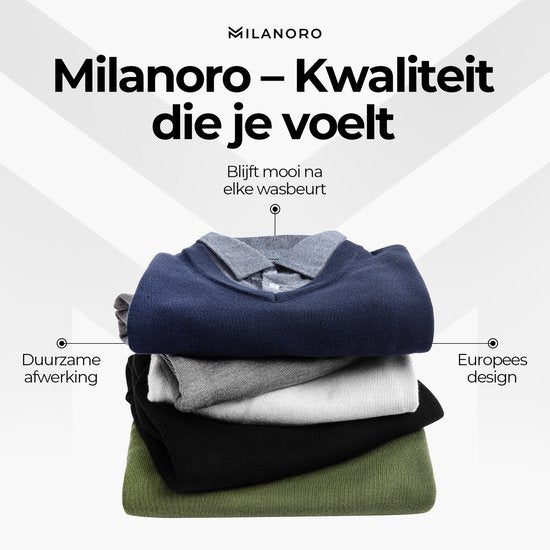 Milanoro - Pull homme à col chemise - Gris foncé - S