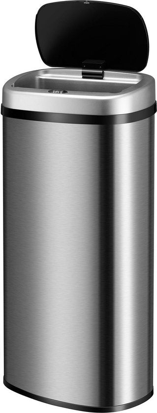 Poubelle automatique / Poubelle à déchets / Poubelle à détecteur - 70 litres - Argenté - Rectangle