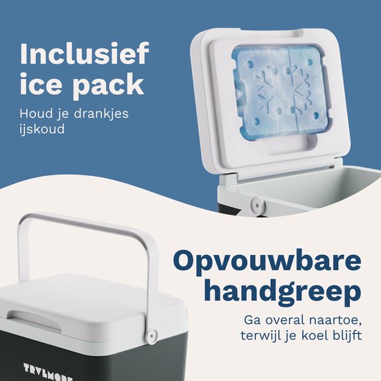 TRVLMORE Cool Box 7L - Frigobox - Elément réfrigérant inclus - Cool Box Small - Anthracite