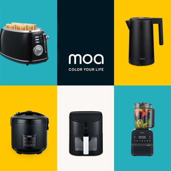 Bouilloire MOA avec contrôle de la température - 1,7 litre - Double paroi - Fonction maintien au chaud - Bouilloire électrique - 2200W - Noir