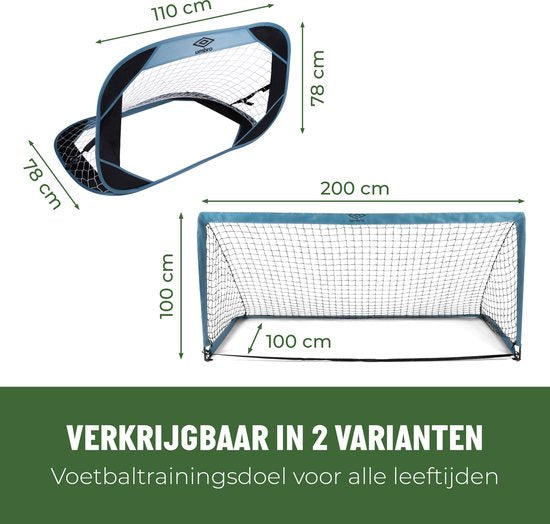 But de football Umbro - But de football 200 x 100 x 100 cm - Grand but de football 1.5KG - Facile à déplacer - Jouet d'extérieur pour enfants et adultes - But d'entraînement au football - Métal - Bleu