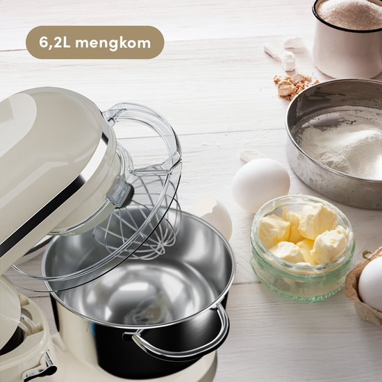 KitchenBrothers Robot de cuisine - Robot de cuisine - 6.2L - Mixeur avec bol de mixage - Mixeur de cuisine - 2000W - Champagne