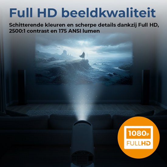 Denver Mini Beamer - Full HD 1920*1080P - 175 ANSI Lumens - Projecteur - Home cinéma - HDMI - USB-C - PR2500