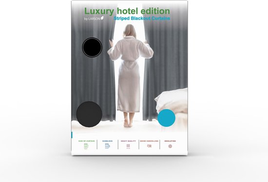 Larson - Luxury Hotel Series Rideau occultant - Motif à chevrons - Crochets - Gris foncé - 150 x 250 cm - occultant & prêt-à-porter