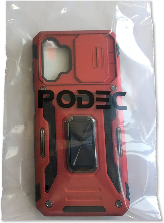 Podec Case Fits Samsung Galaxy A13 5G Red Phone Case - Anti-Shock Case Cover Hybrid Armor Case with Kickstand Ring with Screen Protector