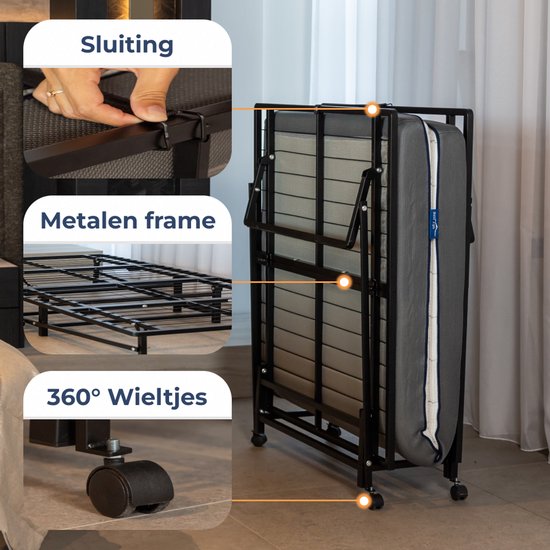 Best Life Lit pliant 90x200 - Lit d'appoint avec matelas - Lit pliant - Lit pliant 1 personne