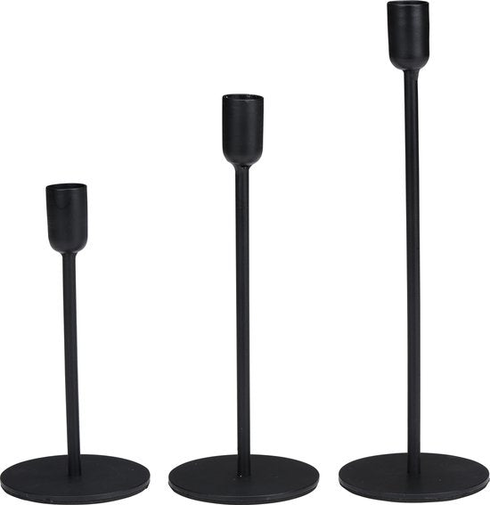Arti Casa Candlesks Black - Bougeoirs 3 Pièces - Convient aux bougies Ø2cm - Métal