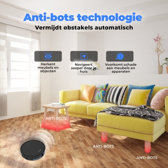 Denver Robot Aspirateur avec station de recharge - 1300pa de puissance d'aspiration - brosses latérales - brosse roulante pour le nettoyage des cheveux - RVC115
