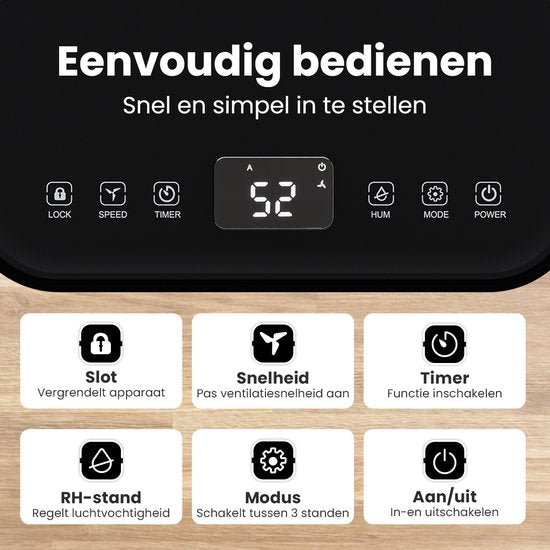 Déshumidificateur Auronic - Série compacte - 12L par jour - Fonction Lavage-Séchage - Chambre à coucher, Salle de bain et Salon - Élimination de l'humidité pour la maison - Noir