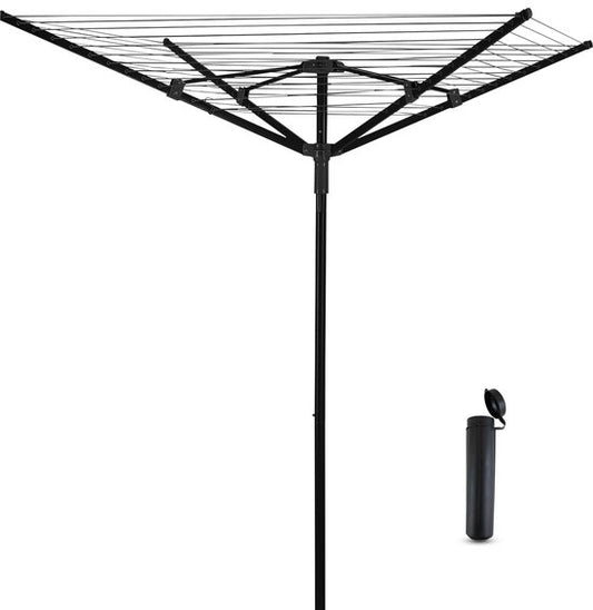 Vonia Dryer - Support de séchage - Séchoir avec ancrage au sol - Longueur de séchage 45 mètres - Noir